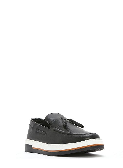 Erkek Siyah Püsküllü Deri Casual Loafer 25SFD680418 - Görsel 7
