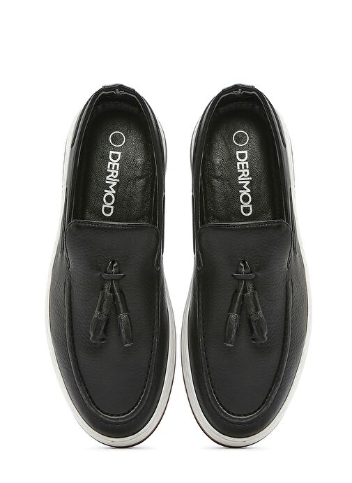 Erkek Siyah Püsküllü Deri Casual Loafer 25SFD680418 - Görsel 8