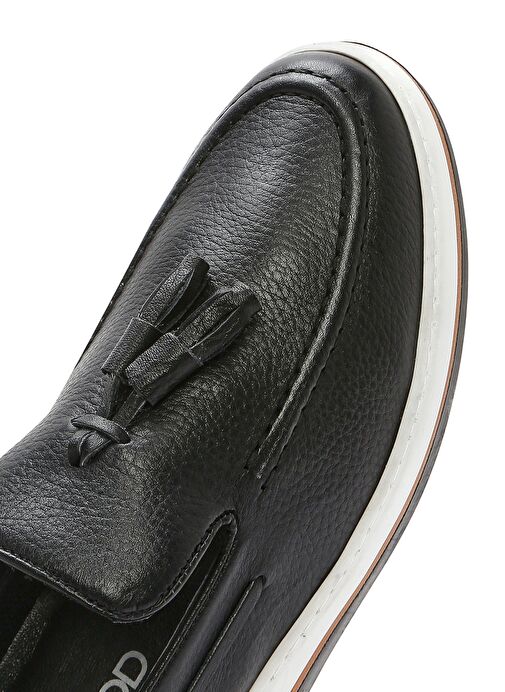 Erkek Siyah Püsküllü Deri Casual Loafer 25SFD680418 - Görsel 9