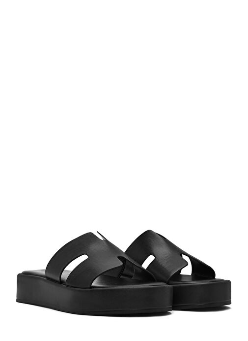 Kadın Siyah Kalın Tabanlı Terlik 25SFE480818 - Görsel 4