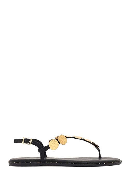 Kadın Siyah Metal Detaylı Parmak Arası Sandalet 25SFE480918 - Görsel 2