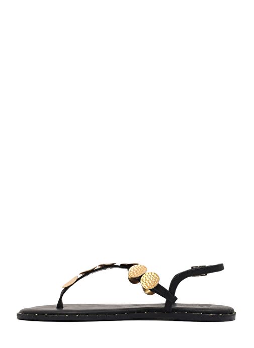 Kadın Siyah Metal Detaylı Parmak Arası Sandalet 25SFE480918 - Görsel 3