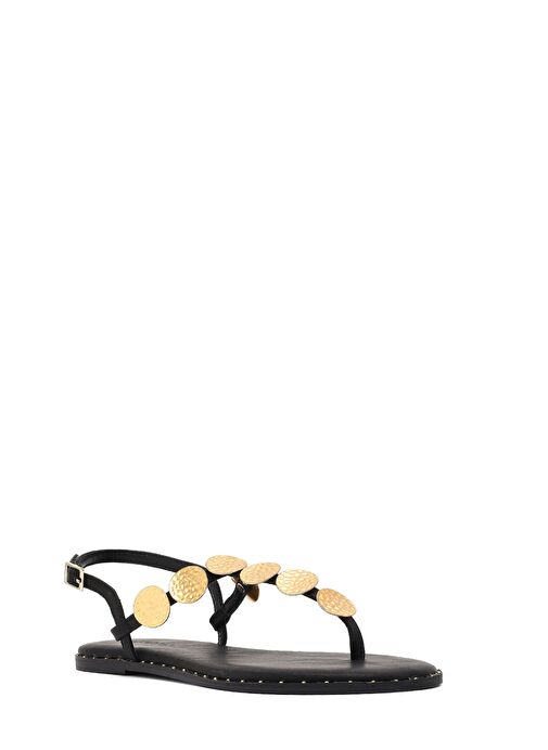 Kadın Siyah Metal Detaylı Parmak Arası Sandalet 25SFE480918 - Görsel 7