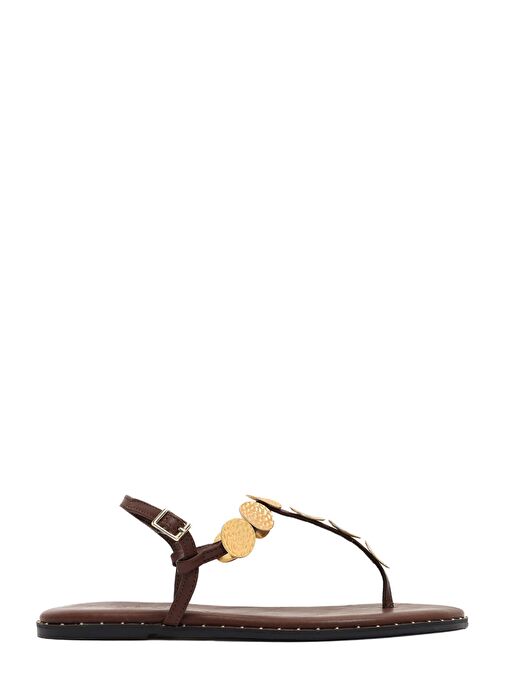 Derimod Derimod Kadın Kahverengi Metal Detaylı Parmak Arası Sandalet 25SFE480918 Sandalet & Terlik | Boyner Kahverengi - 2. görsel