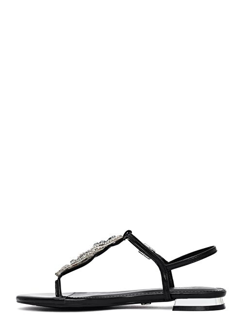 Kadın Siyah Taşlı Parmak Arası Sandalet 25SFE481032 - Görsel 3