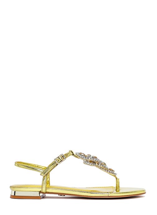 Kadın Sarı Taşlı Parmak Arası Sandalet 25SFE481032 - Görsel 2