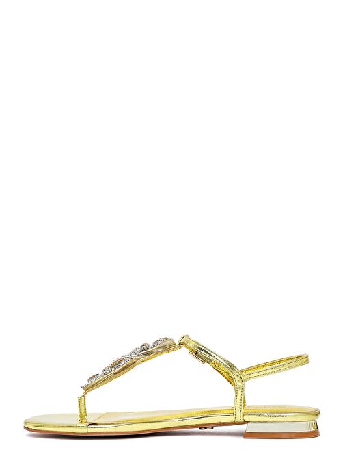 Kadın Sarı Taşlı Parmak Arası Sandalet 25SFE481032 - Görsel 3