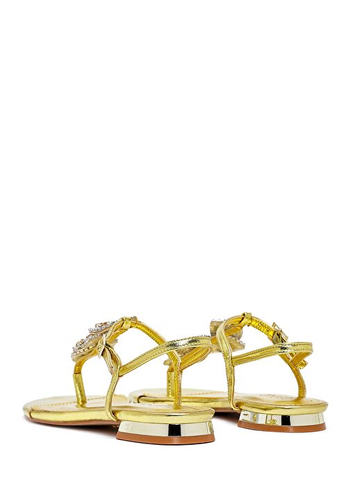 Kadın Sarı Taşlı Parmak Arası Sandalet 25SFE481032 - Görsel 6