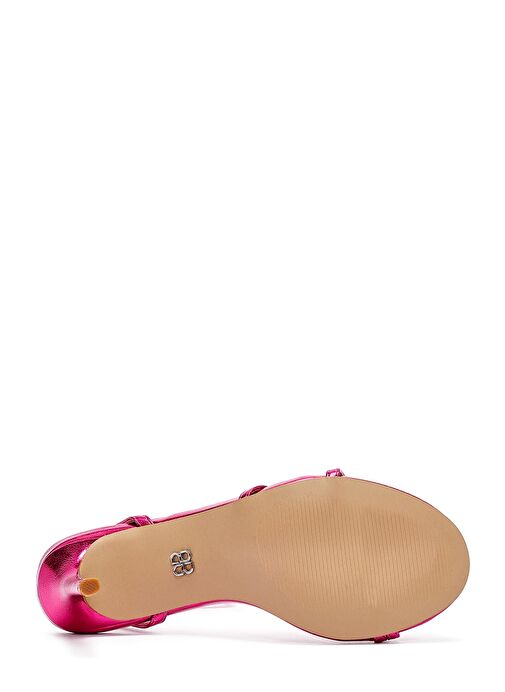 Kadın Pembe Bilekten Tokalı Taşlı İnce Topuklu Sandalet 25SFE481932 - Görsel 6