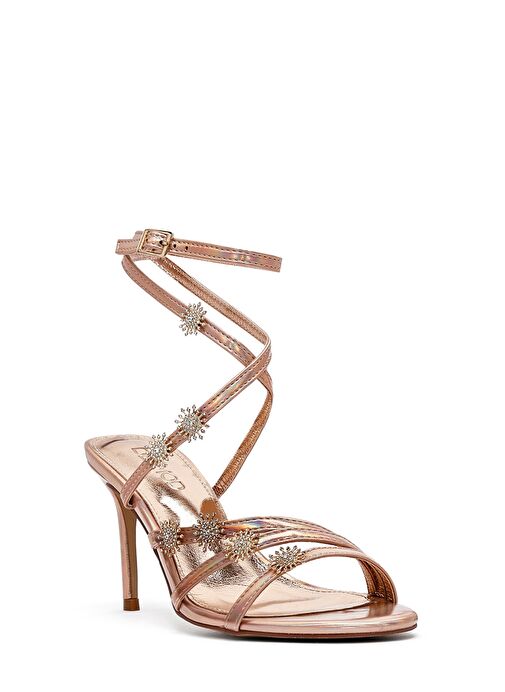 Kadın Pembe Bilekten Tokalı Taşlı Metalik İnce Topuklu Sandalet 25SFE482032 - Görsel 8