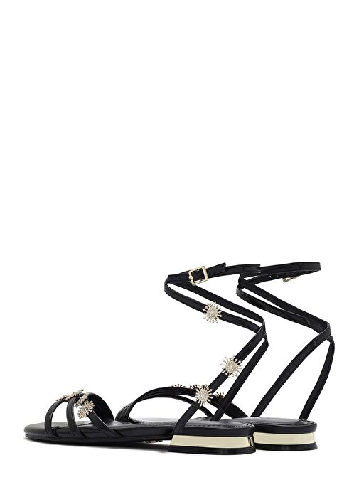 Kadın Siyah Bilekten Tokalı Taşlı Sandalet 25SFE481132 - Görsel 6