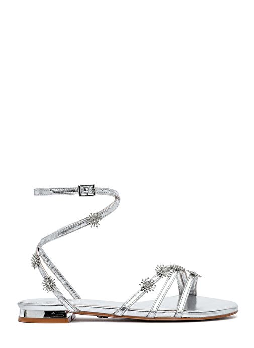 Kadın Gümüş Bilekten Tokalı Taşlı Sandalet 25SFE481132 - Görsel 2