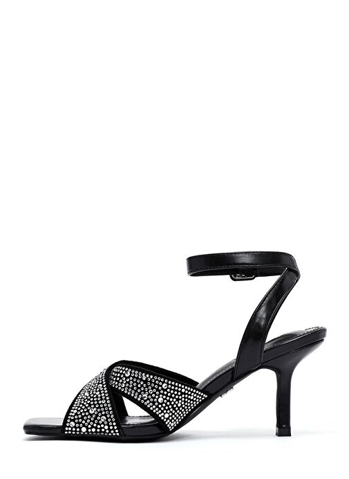 Kadın Siyah Bilekten Tokalı Taşlı İnce Topuklu Sandalet 25SFE4816TS - Görsel 5