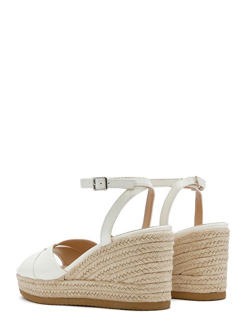Kadın Beyaz Bilekten Tokalı Dolgu Topuklu Espadril Sandalet 25SFE482318 - Görsel 7