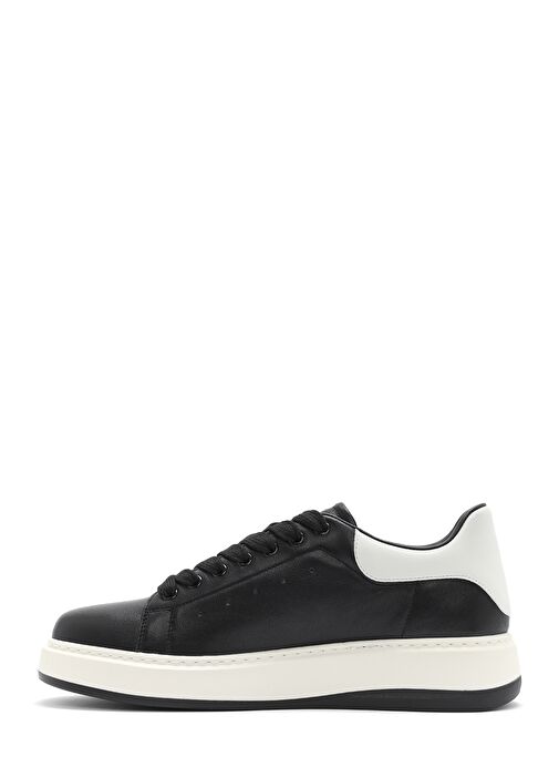 Erkek Siyah Bağcıklı Deri Sneaker 25SFD691818 - Görsel 3