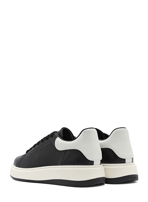 Erkek Siyah Bağcıklı Deri Sneaker 25SFD691818 - Görsel 6