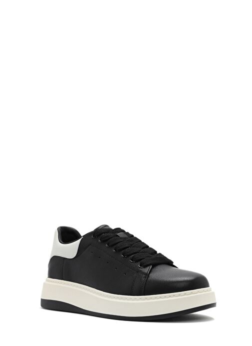 Erkek Siyah Bağcıklı Deri Sneaker 25SFD691818 - Görsel 7
