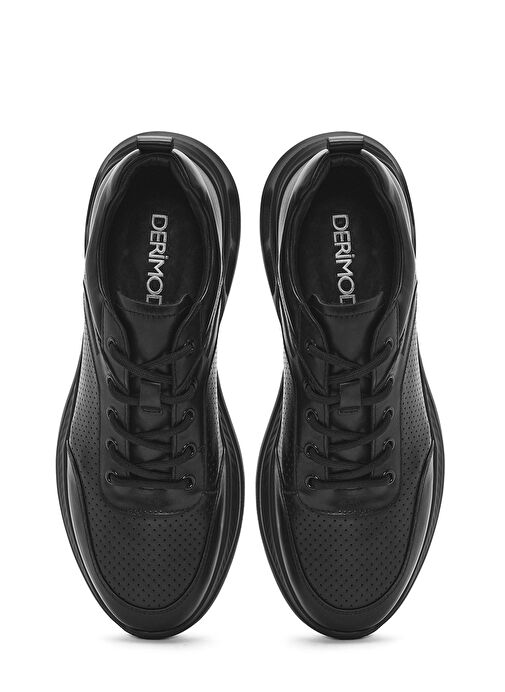 Erkek Siyah Bağcıklı Deri Sneaker 25SFD692118 - Görsel 8