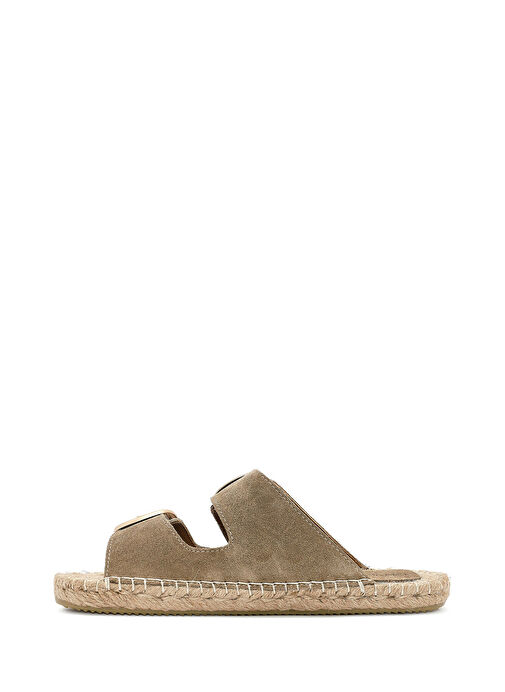 Kadın Taba Tokalı Süet Deri Espadril Terlik 25SFD205010 - Görsel 3