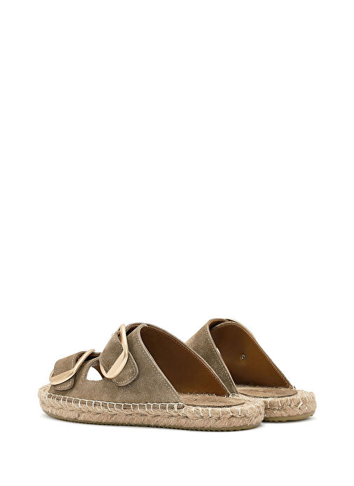 Kadın Taba Tokalı Süet Deri Espadril Terlik 25SFD205010 - Görsel 6