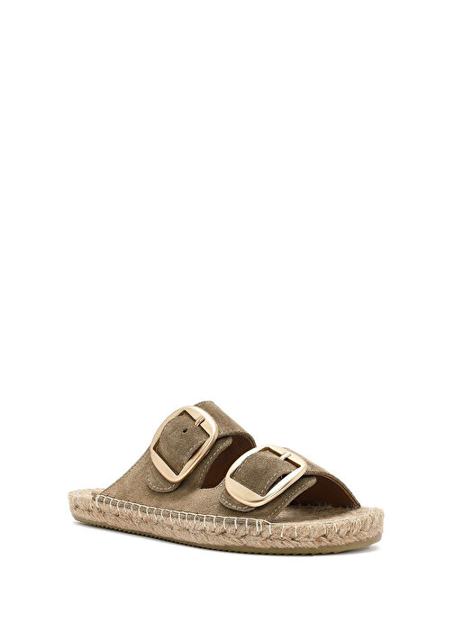 Kadın Taba Tokalı Süet Deri Espadril Terlik 25SFD205010 - Görsel 7