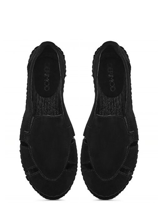 Kadın Siyah Süet Deri Espadril 25SFD205110 - Görsel 8