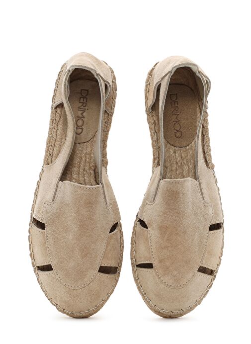 Kadın Bej Süet Deri Espadril 25SFD205110 - Görsel 7