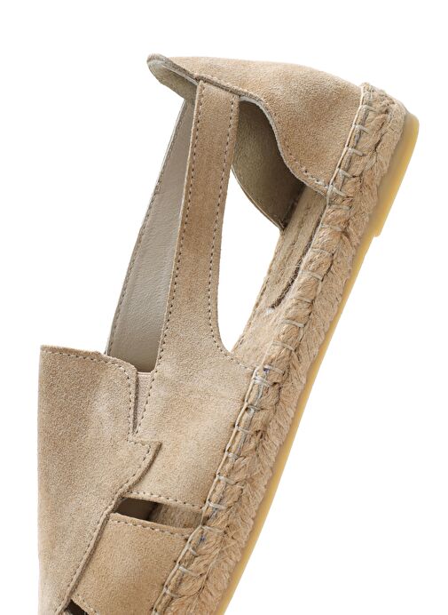 Kadın Bej Süet Deri Espadril 25SFD205110 - Görsel 8