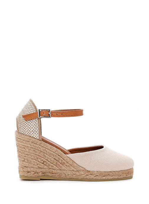 Kadın Bej Bilekten Bantlı Dolgu Topuklu Espadril 25SFD20586F - Görsel 2