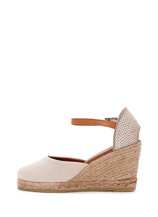 Kadın Bej Bilekten Bantlı Dolgu Topuklu Espadril 25SFD20586F - Görsel 3