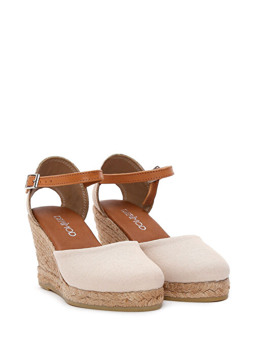 Kadın Bej Bilekten Bantlı Dolgu Topuklu Espadril 25SFD20586F - Görsel 4