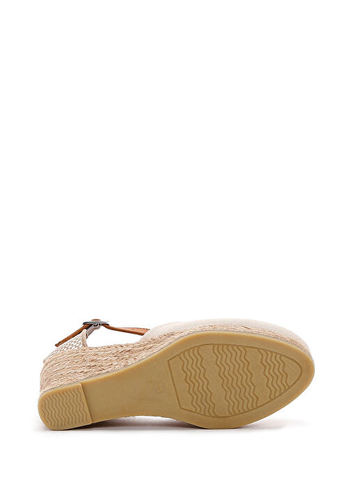 Kadın Bej Bilekten Bantlı Dolgu Topuklu Espadril 25SFD20586F - Görsel 5