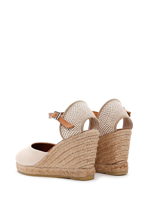 Kadın Bej Bilekten Bantlı Dolgu Topuklu Espadril 25SFD20586F - Görsel 6