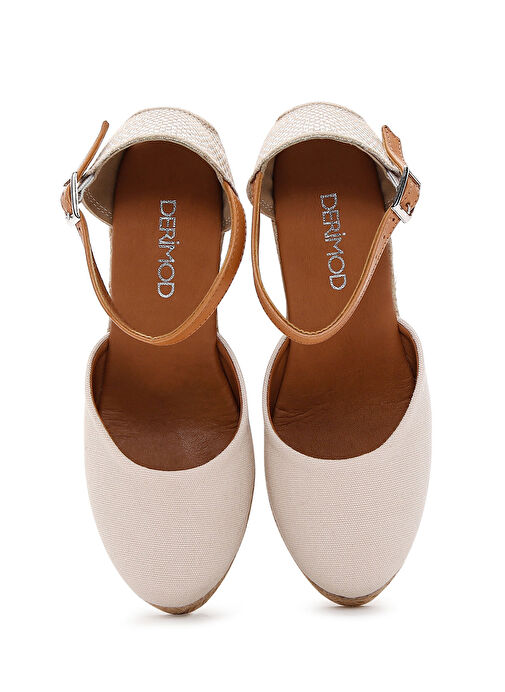 Kadın Bej Bilekten Bantlı Dolgu Topuklu Espadril 25SFD20586F - Görsel 7