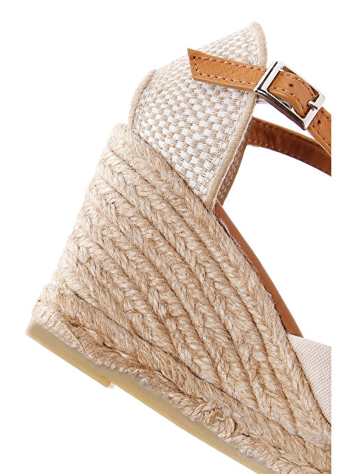 Kadın Bej Bilekten Bantlı Dolgu Topuklu Espadril 25SFD20586F - Görsel 8