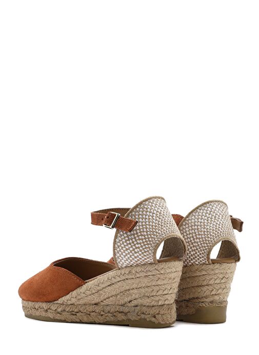 Kadın Turuncu Bilekten Bantlı Dolgu Topuklu Süet Deri Espadril 25SFD205710 - Görsel 7