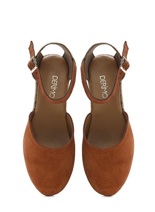 Kadın Turuncu Bilekten Bantlı Dolgu Topuklu Süet Deri Espadril 25SFD205710 - Görsel 9