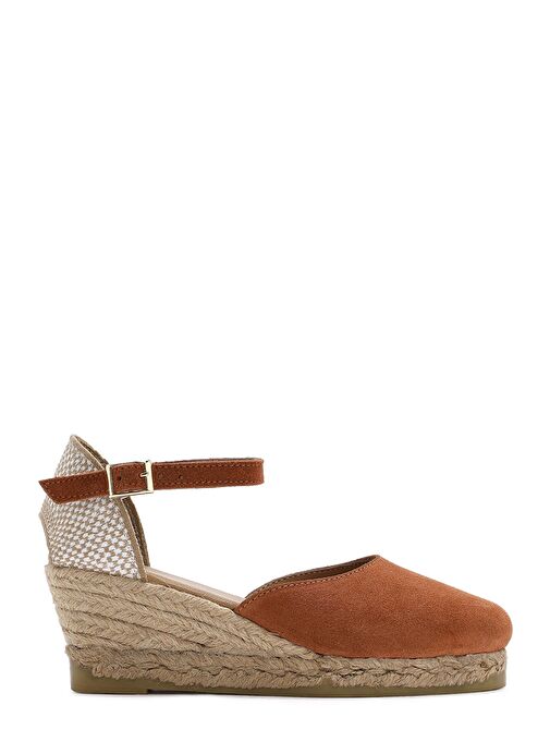 Kadın Turuncu Bilekten Bantlı Dolgu Topuklu Süet Deri Espadril 25SFD205710 - Görsel 2