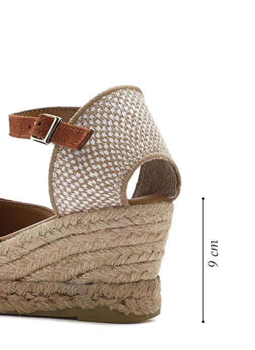 Kadın Turuncu Bilekten Bantlı Dolgu Topuklu Süet Deri Espadril 25SFD205710 - Görsel 3