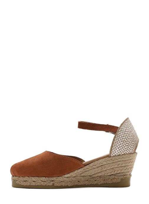 Kadın Turuncu Bilekten Bantlı Dolgu Topuklu Süet Deri Espadril 25SFD205710 - Görsel 5