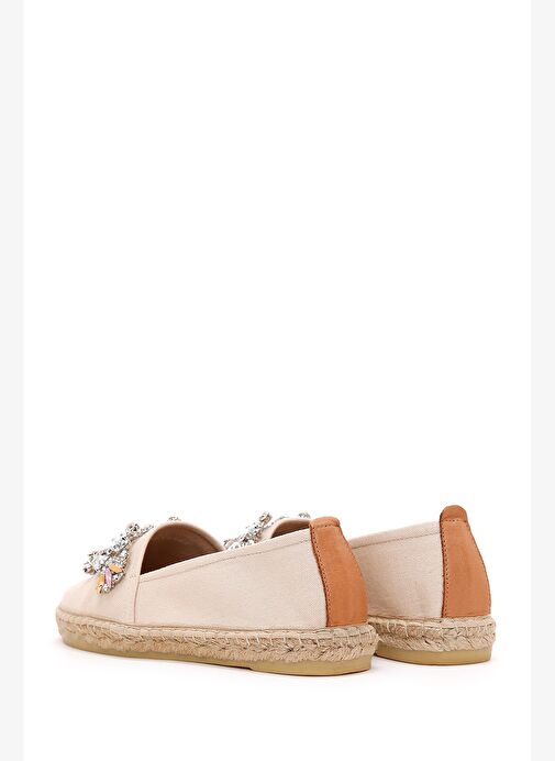 Kadın Bej Taşlı Deri Espadril 25SFD20546F - Görsel 6