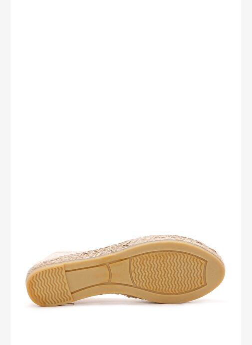 Kadın Bej Taşlı Deri Espadril 25SFD20546F - Görsel 5