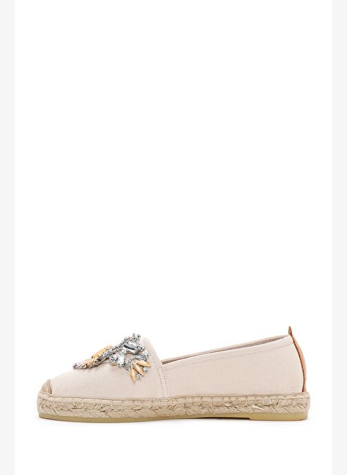 Kadın Bej Taşlı Deri Espadril 25SFD20546F - Görsel 3