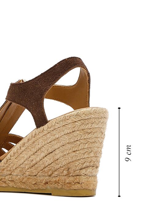 Kadın Kahverengi Fermuarlı Dolgu Topuklu Süet Deri Espadril 25SFD206010 - Görsel 3