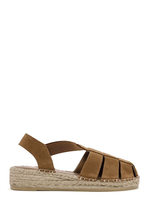 Kadın Taba Süet Deri Espadril Sandalet 25SFD205210 - Görsel 2