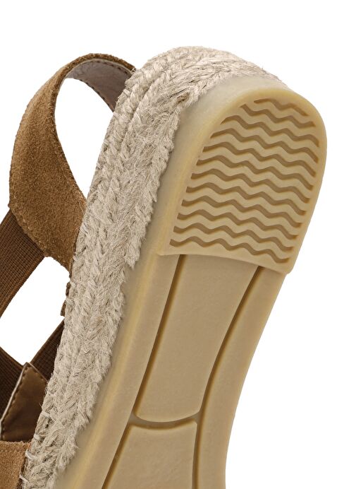 Kadın Taba Süet Deri Espadril Sandalet 25SFD205210 - Görsel 9