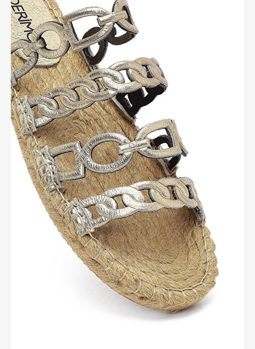 Kadın Altın Metalik Deri Terlik 25SFD206132 - Görsel 9