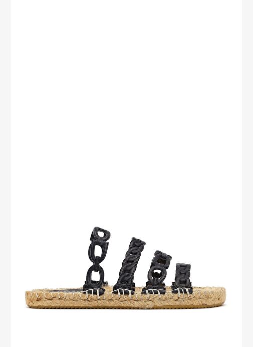 Kadın Siyah Deri Terlik 25SFD206118 - Görsel 2