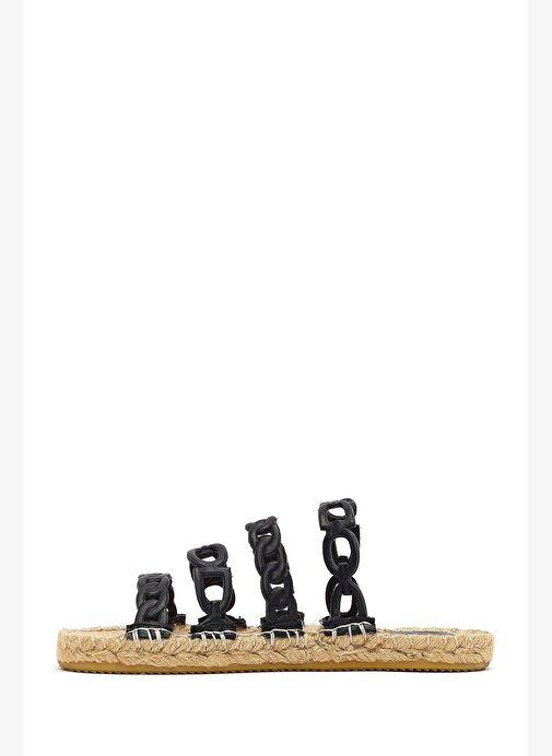 Kadın Siyah Deri Terlik 25SFD206118 - Görsel 3