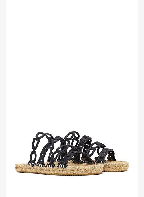 Kadın Siyah Deri Terlik 25SFD206118 - Görsel 4